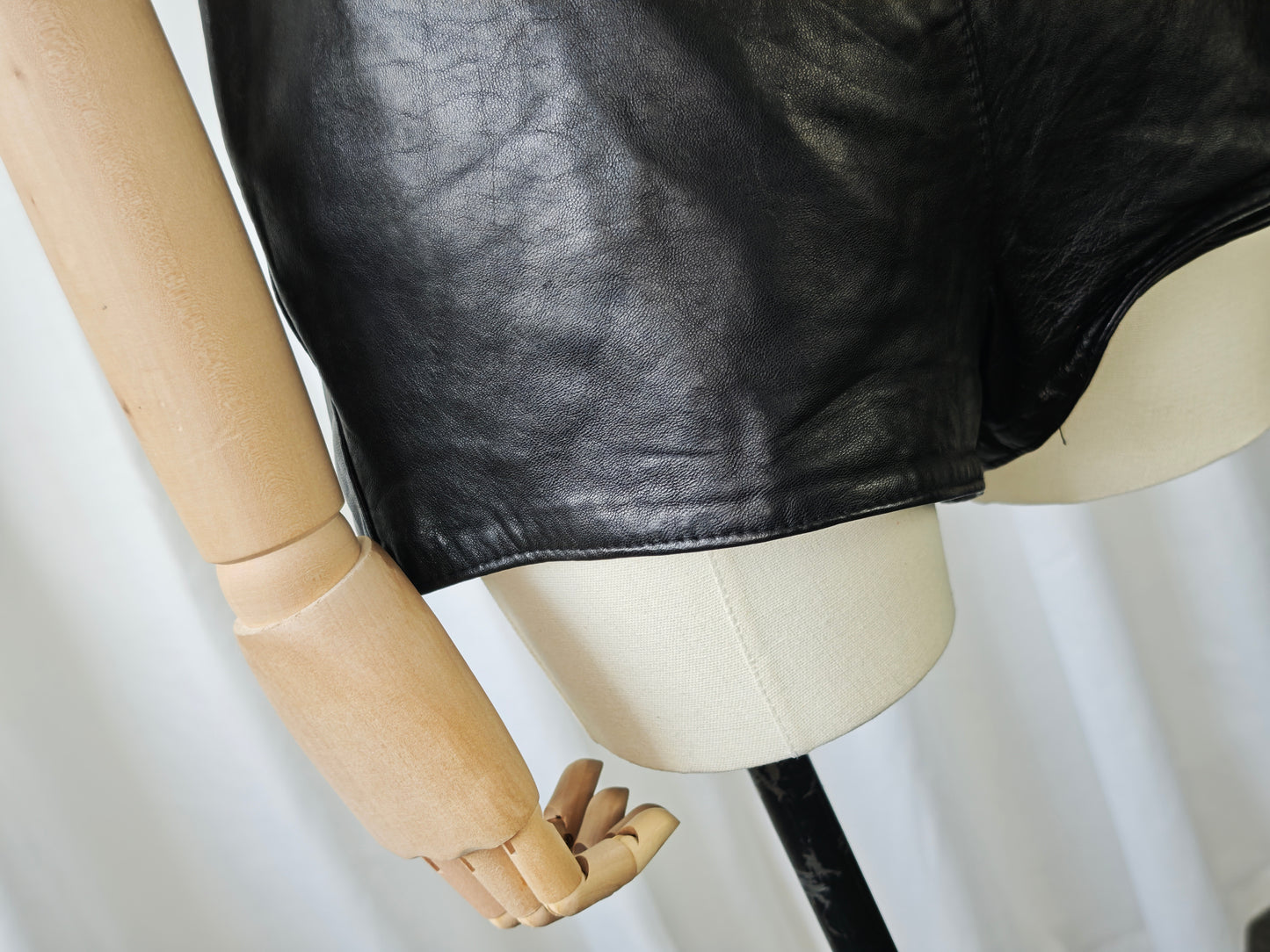 Leather micro shorts