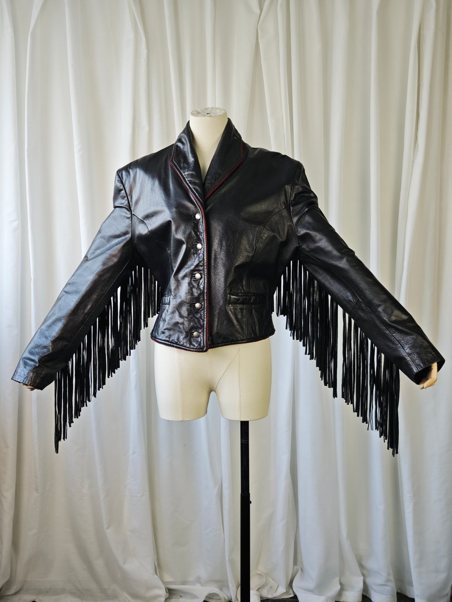 Leather fringe jacket