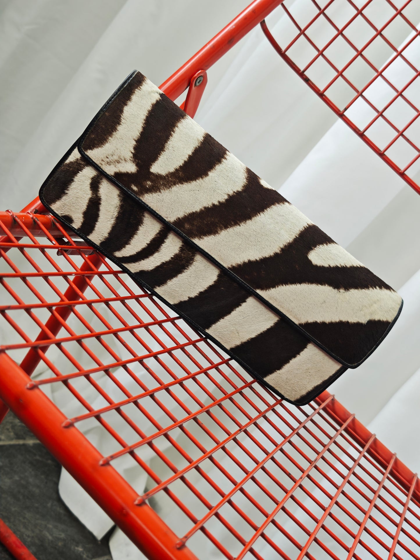Genuine zebra hide clutch