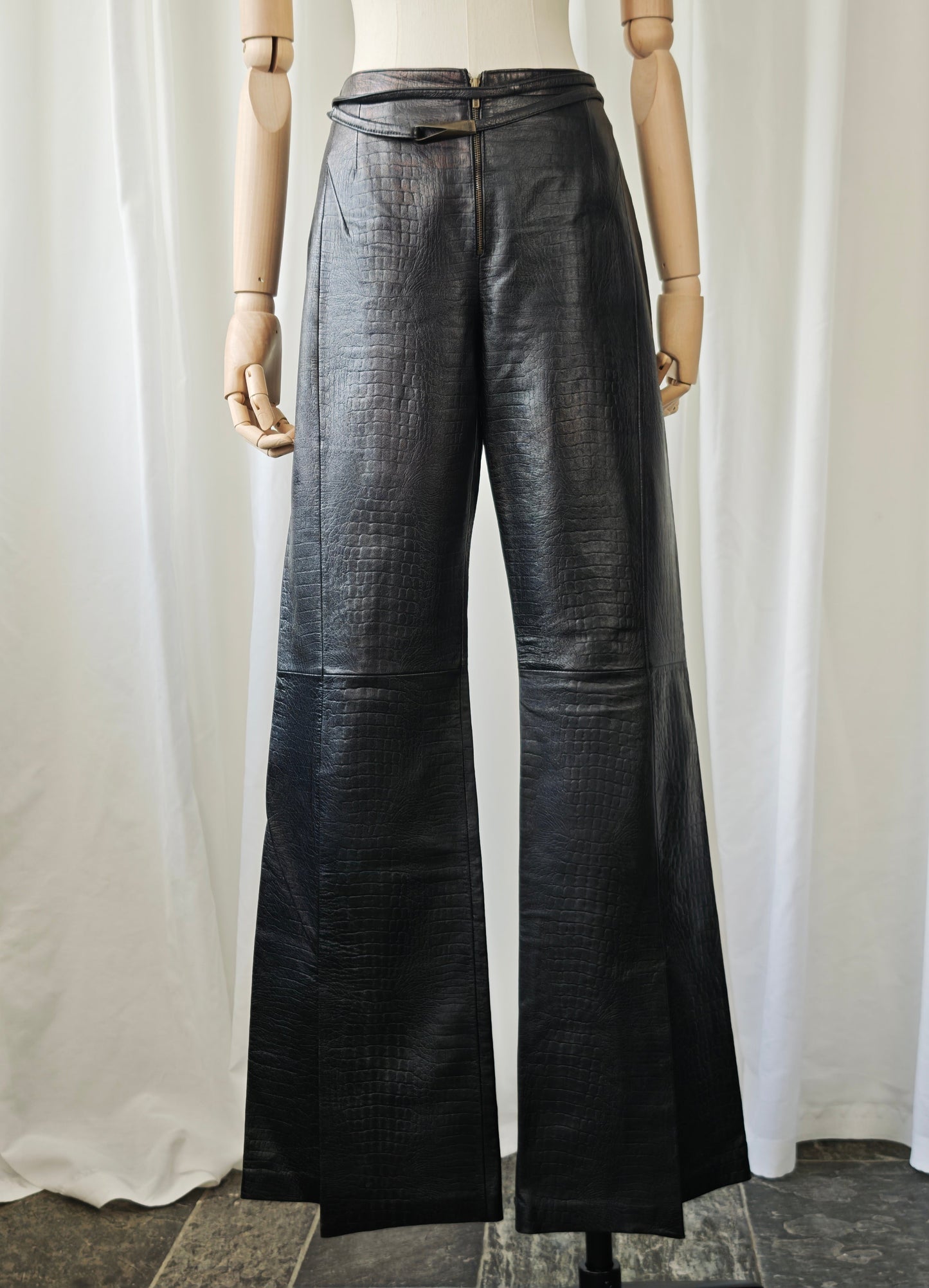 Kenzo leather croc trousers