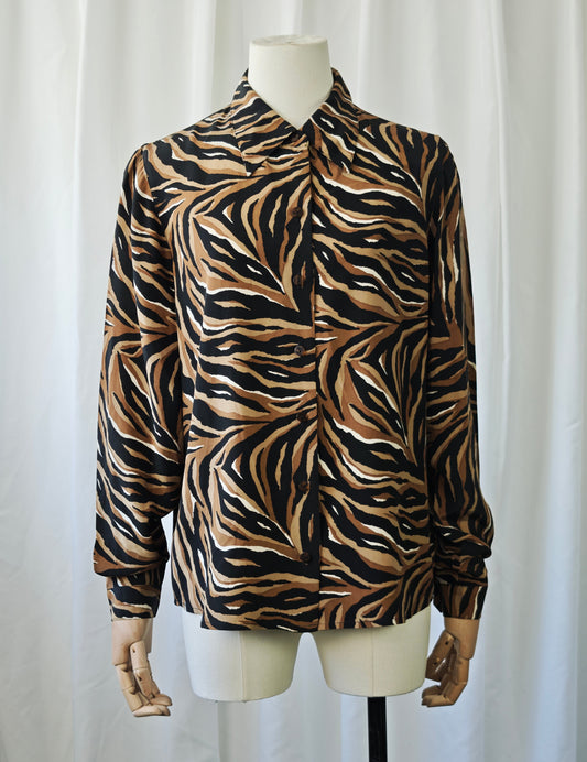 100% silk tiger print shirt