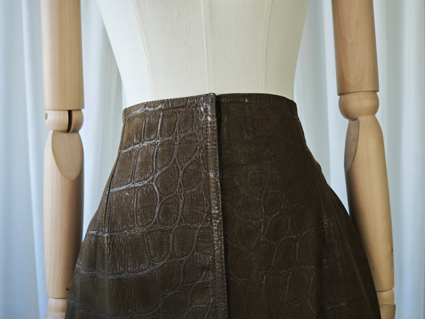 Leather crocodile print skirt