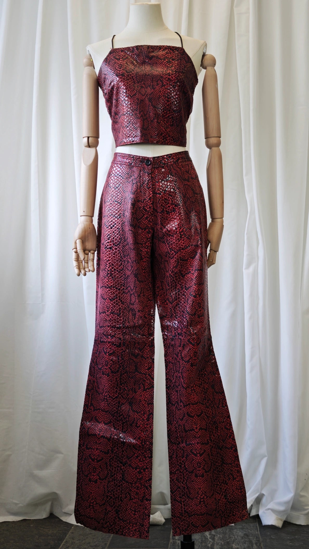 Leather snake print two piece