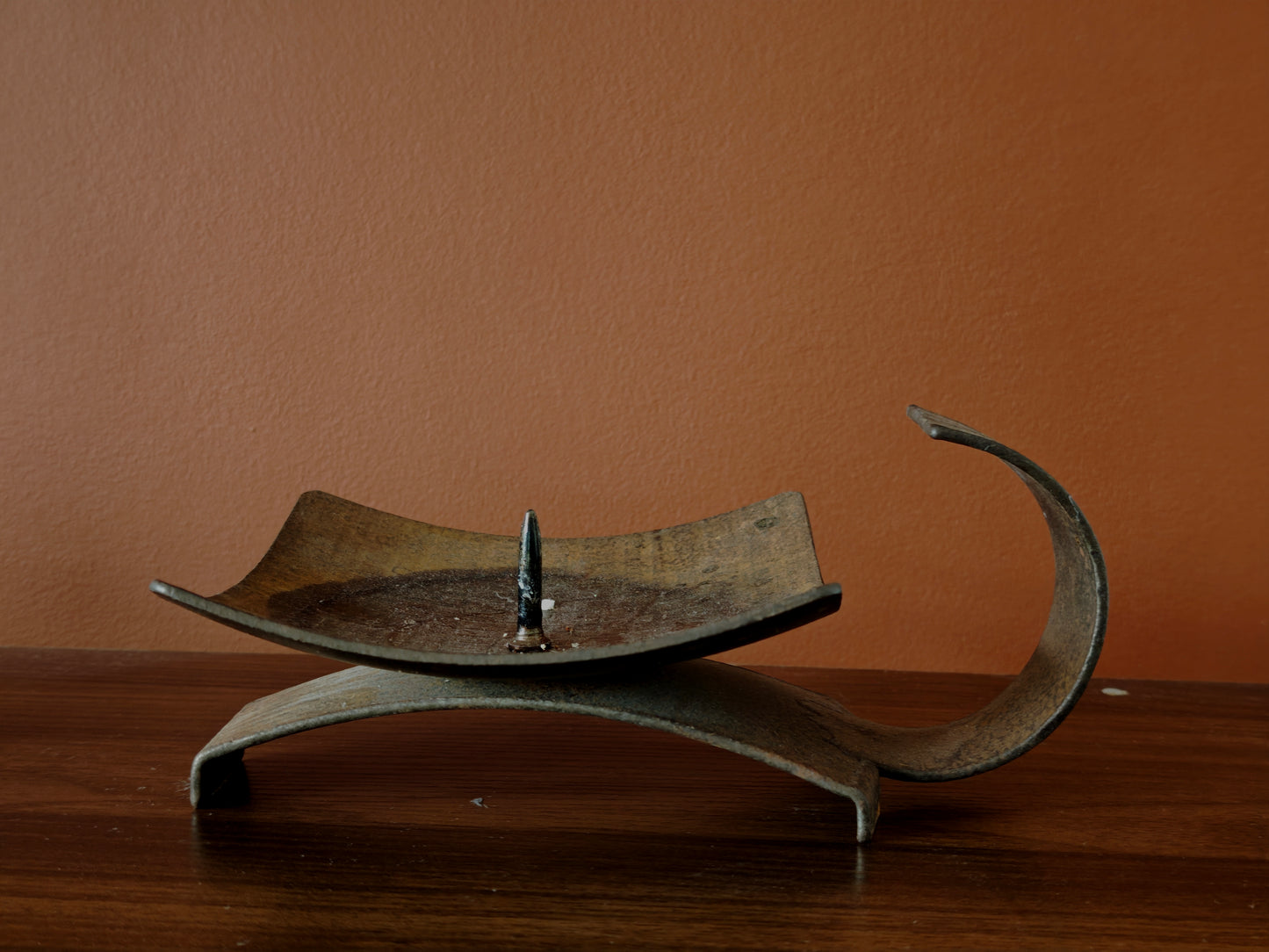 Brutalist iron candle holder