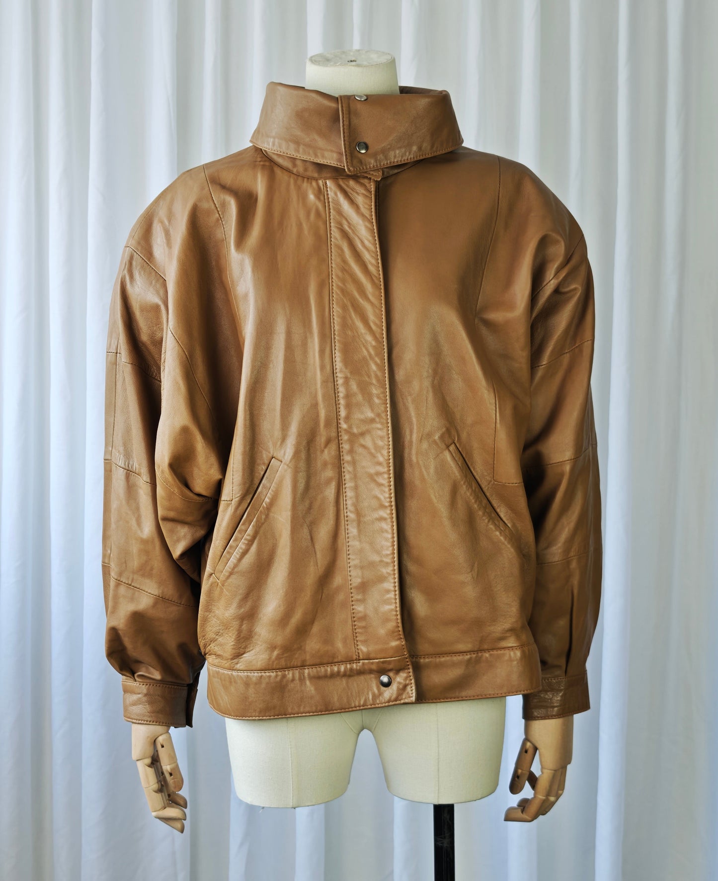 Tan funnel neck bomber jacket