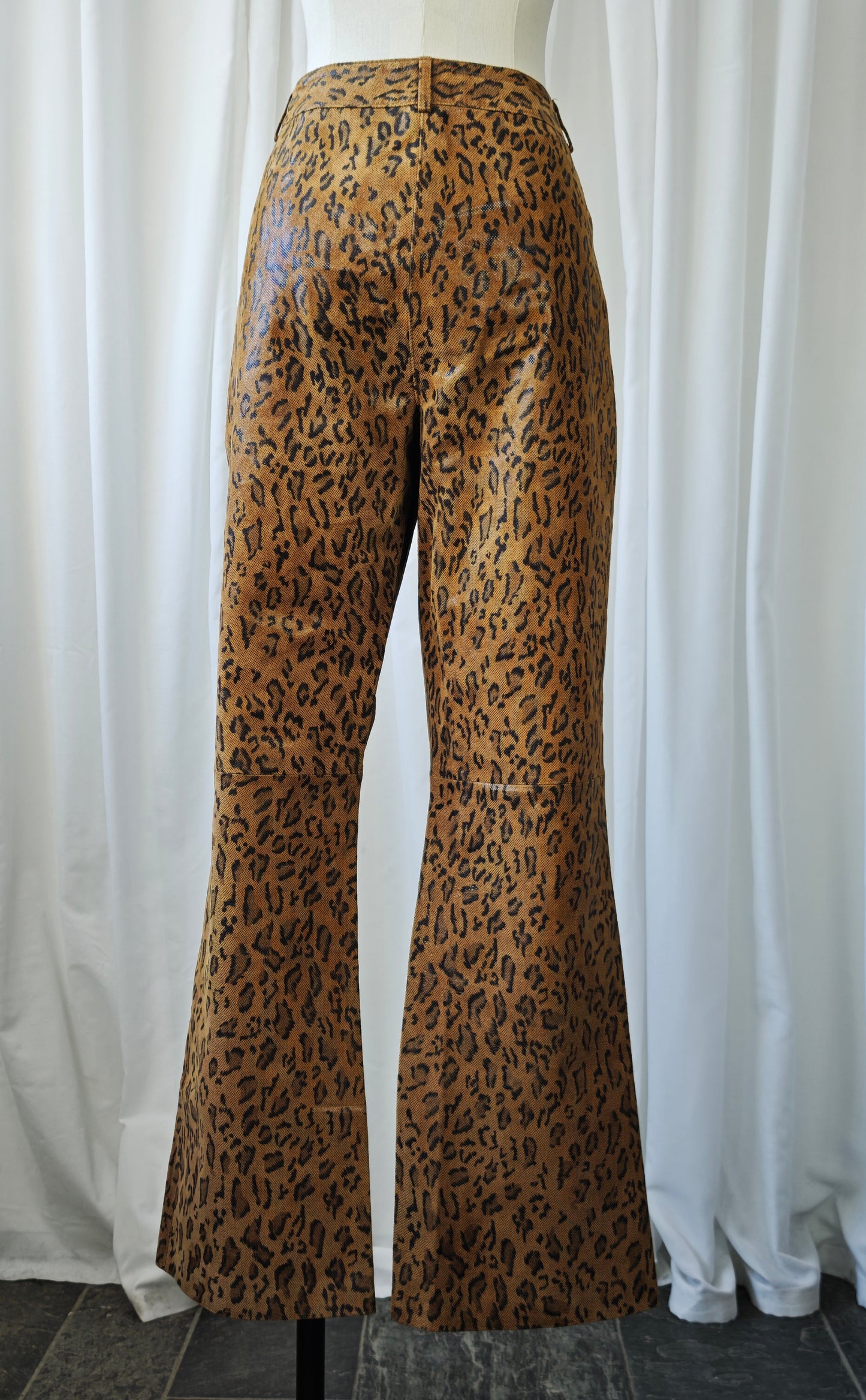 Leather leopard trousers