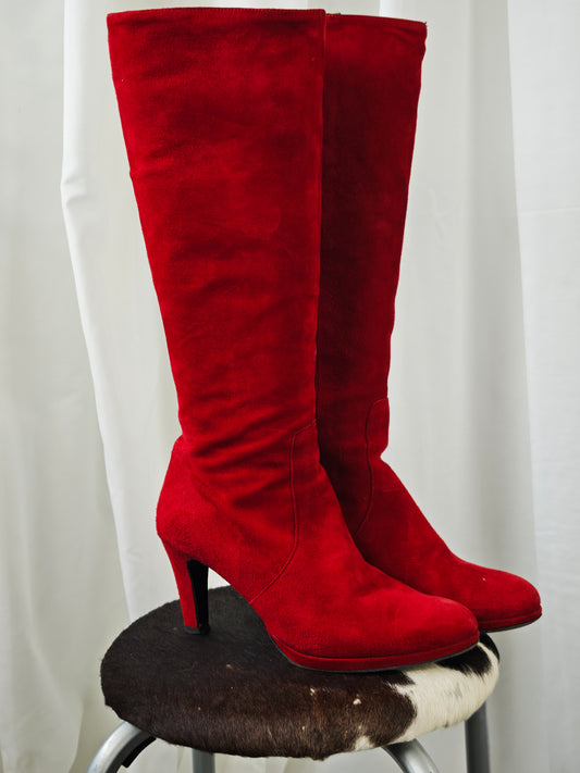 Red suède boots - 40.5
