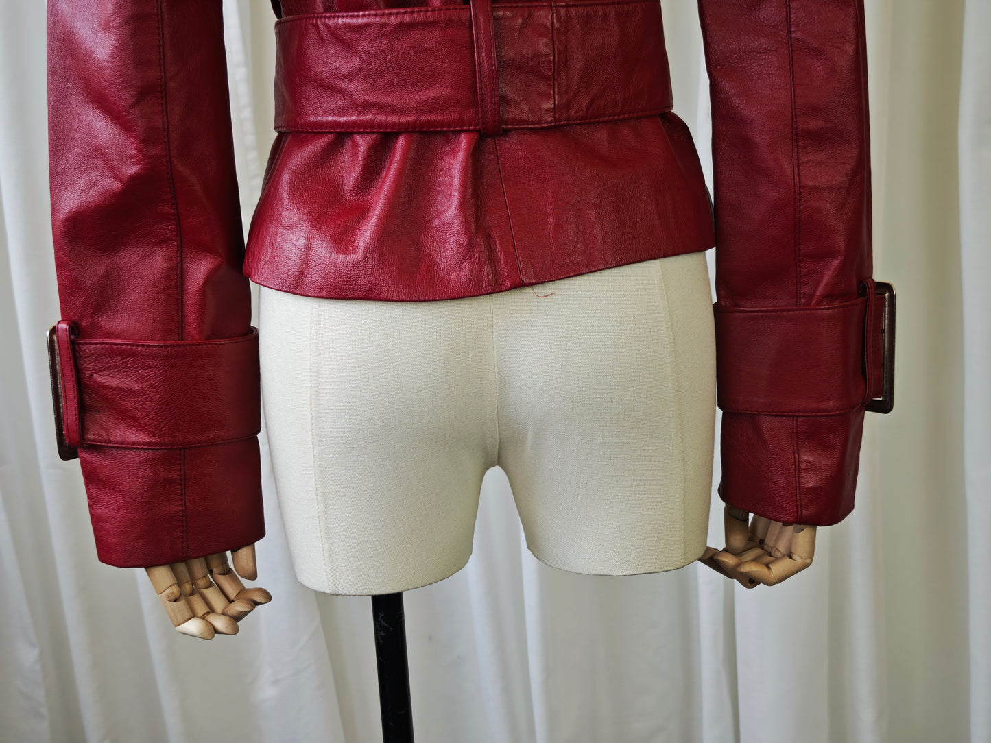 cropped leather trench