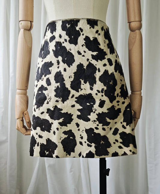 Cowhide mini skirt