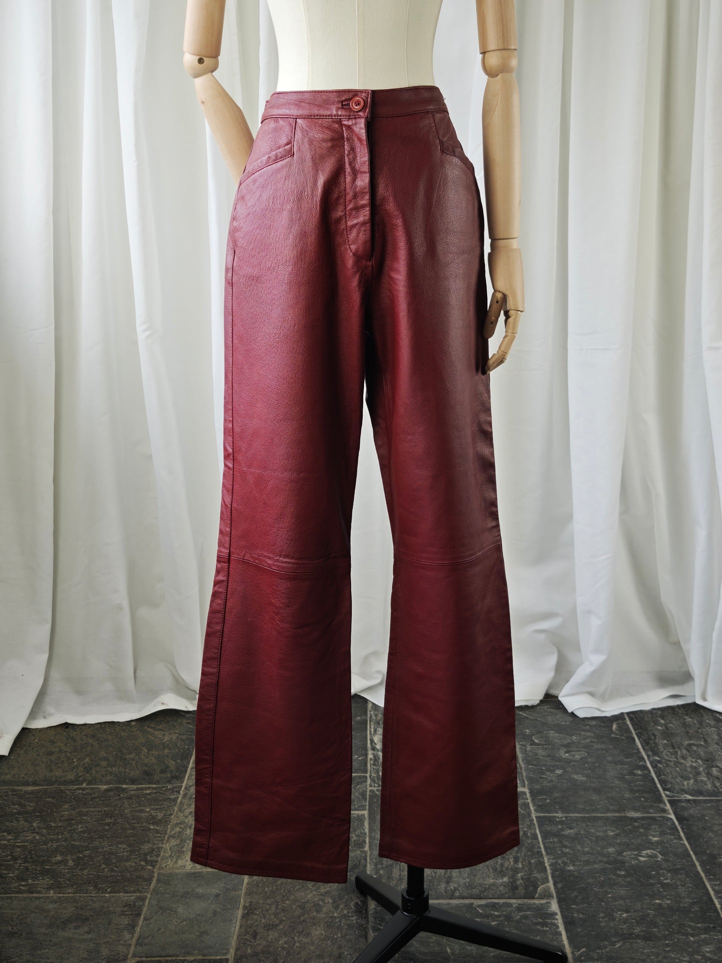 Burgundy leather trousers - M/L