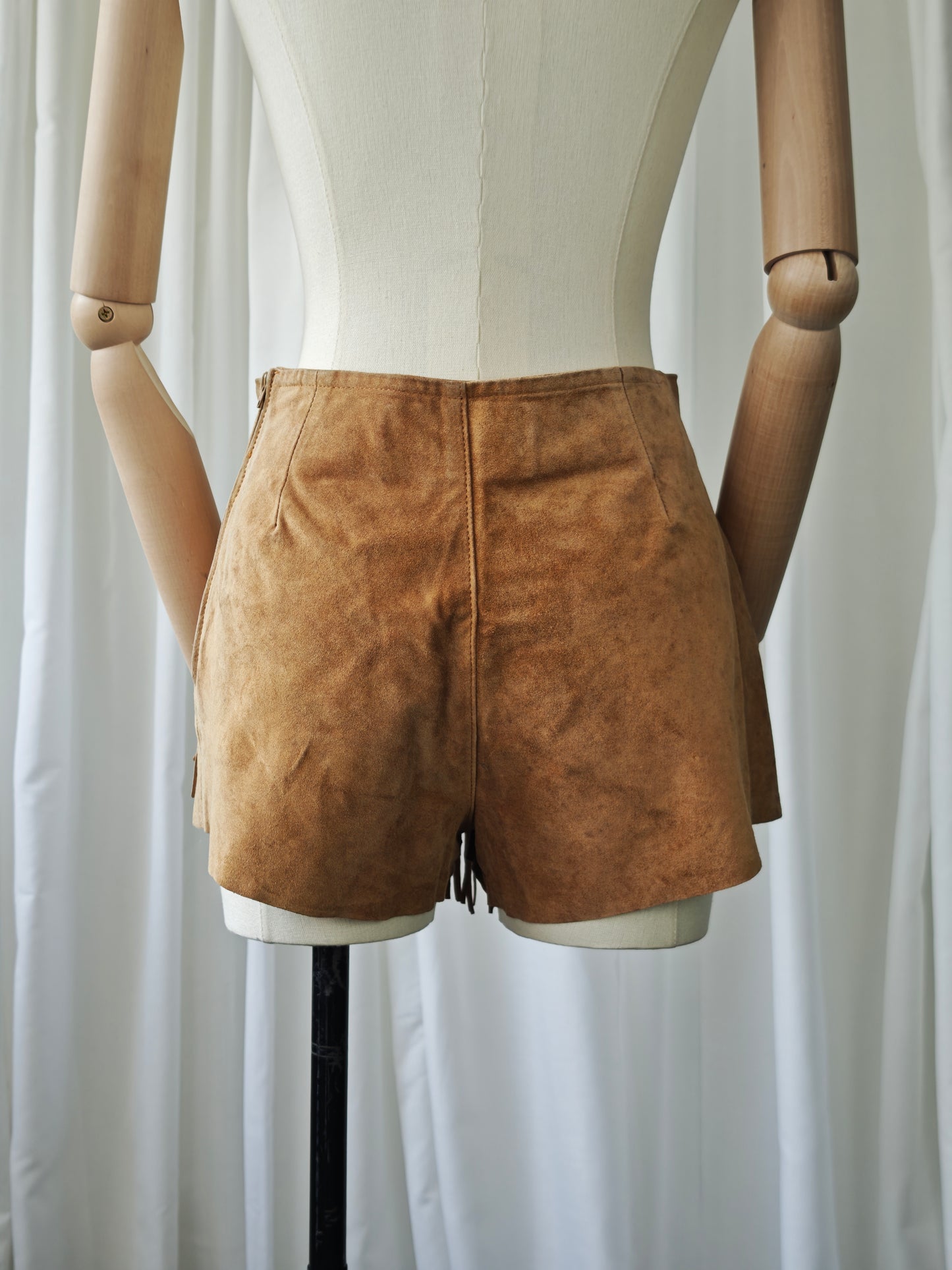 Suede fringe shorts