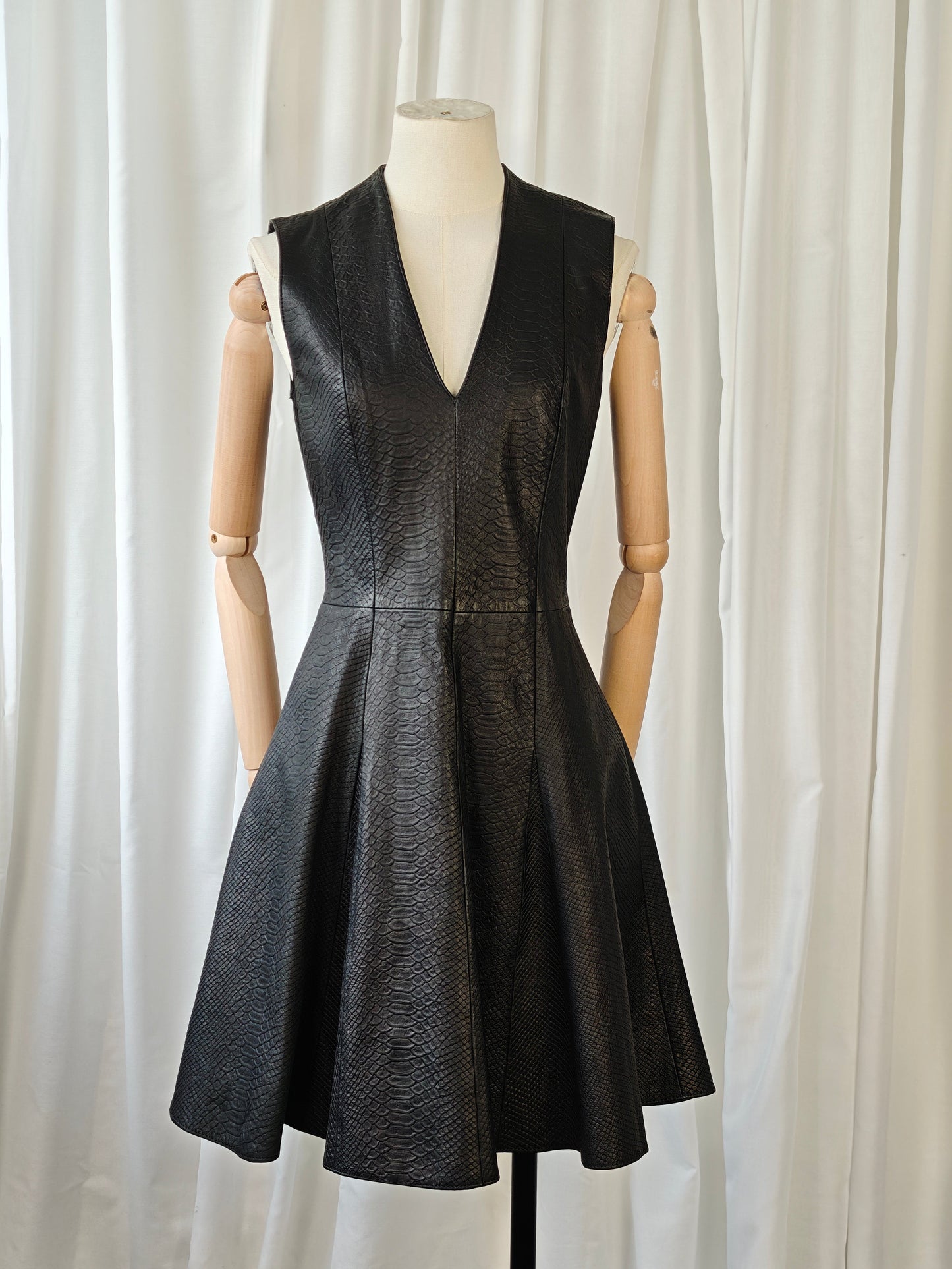 Leather snake print dress