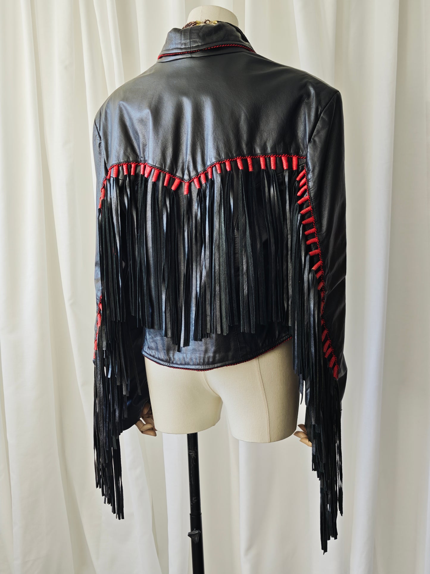 Leather fringe jacket
