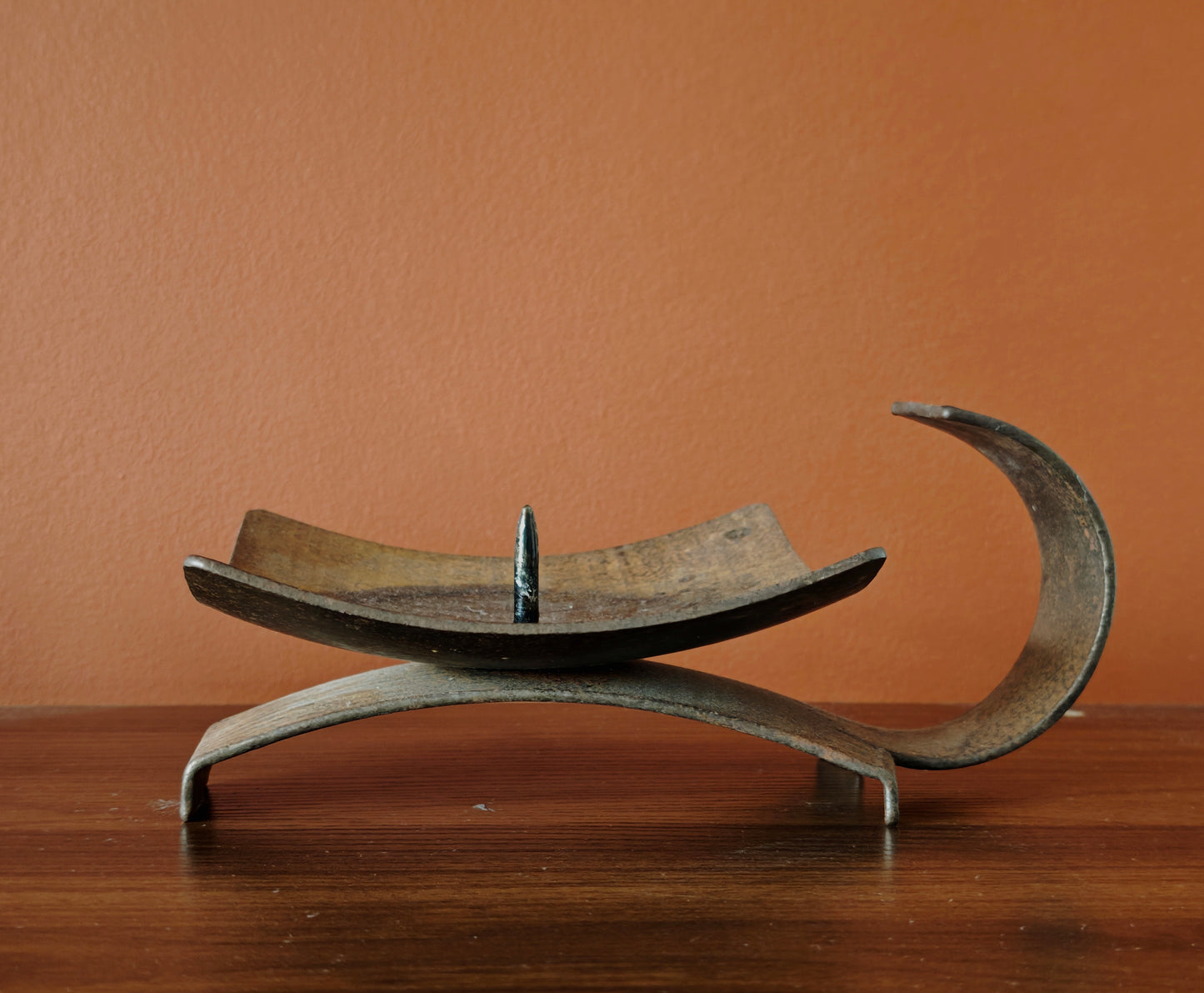 Brutalist iron candle holder