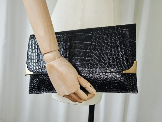 Crocodile envelop clutch