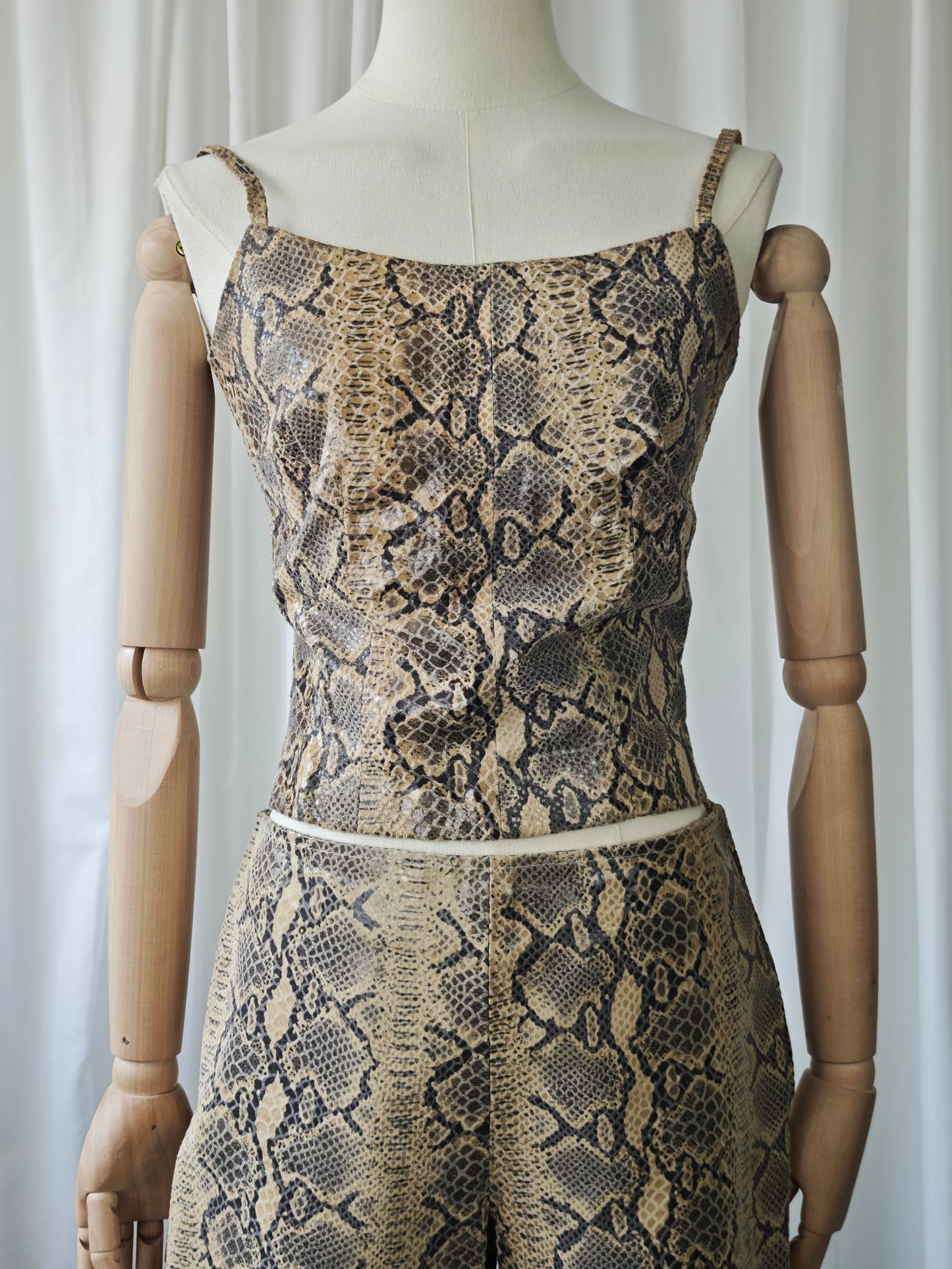 Leather snake print two piece