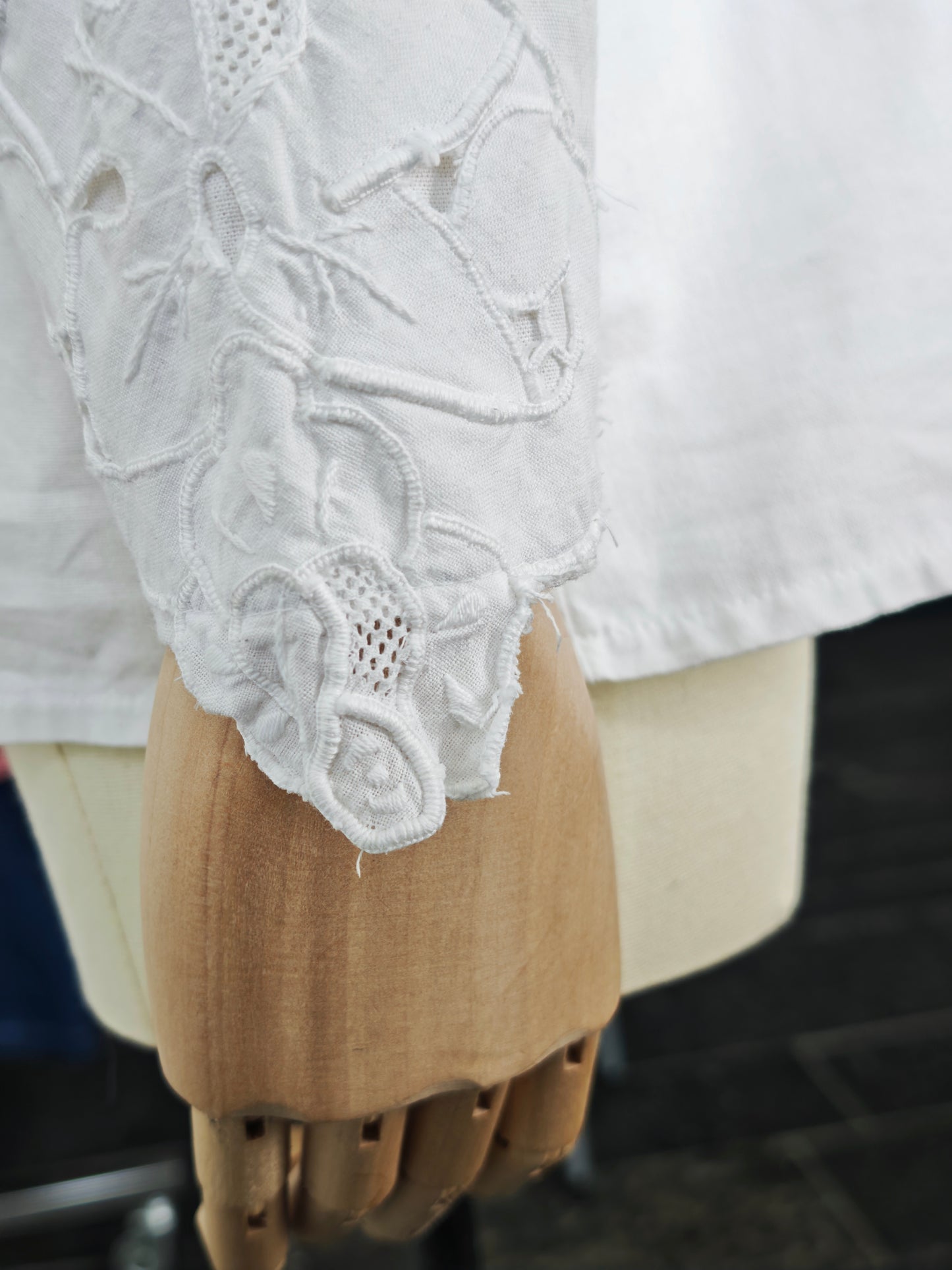 White cotton embroidery blouse