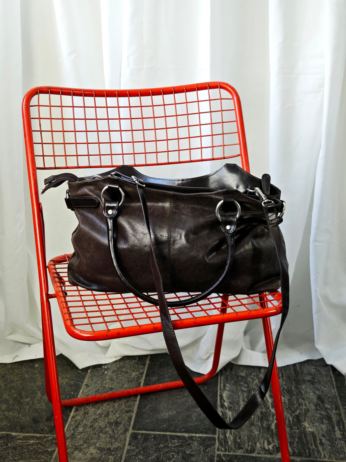 Chocolate brown leather bag