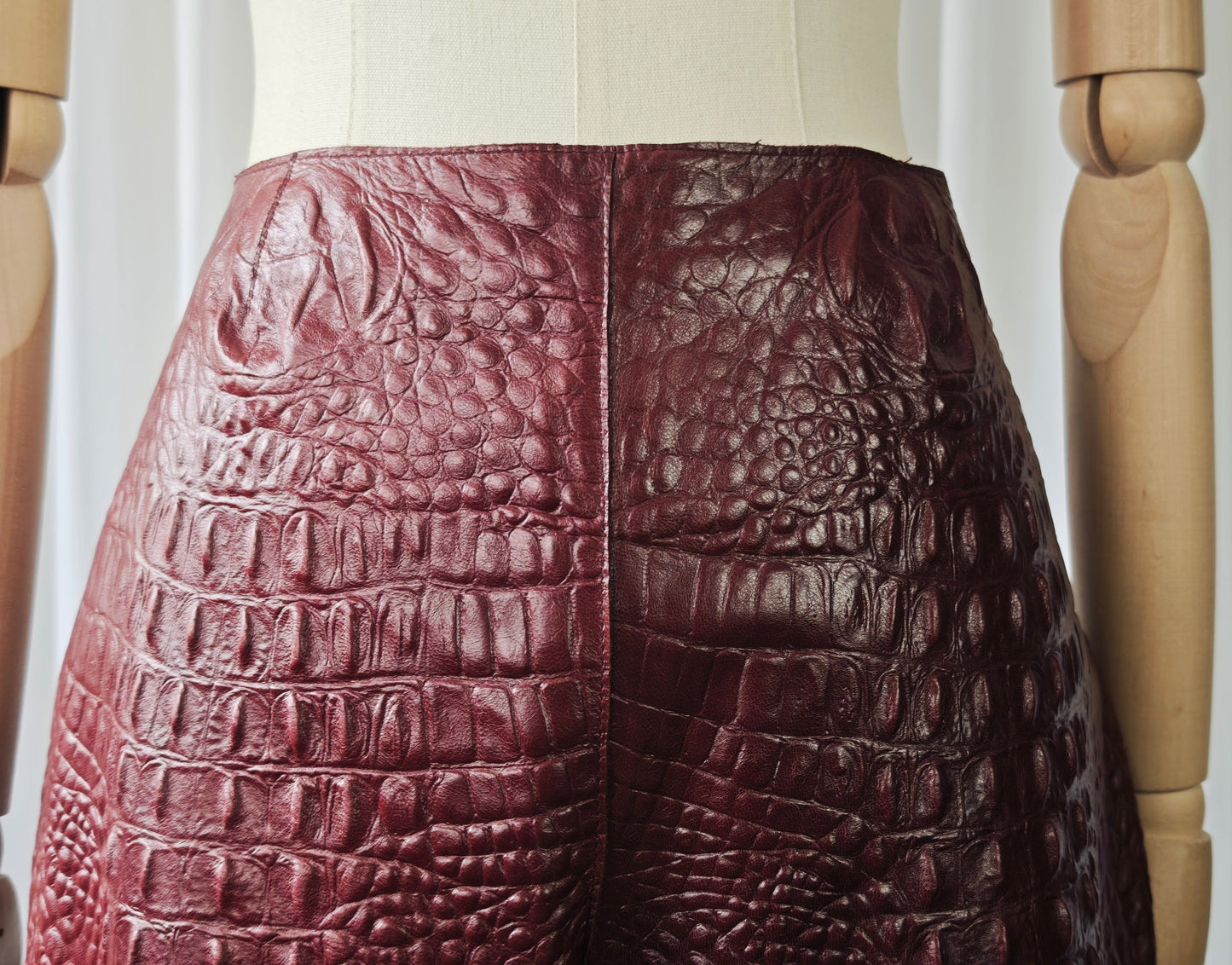 Leather croco embossed trousers