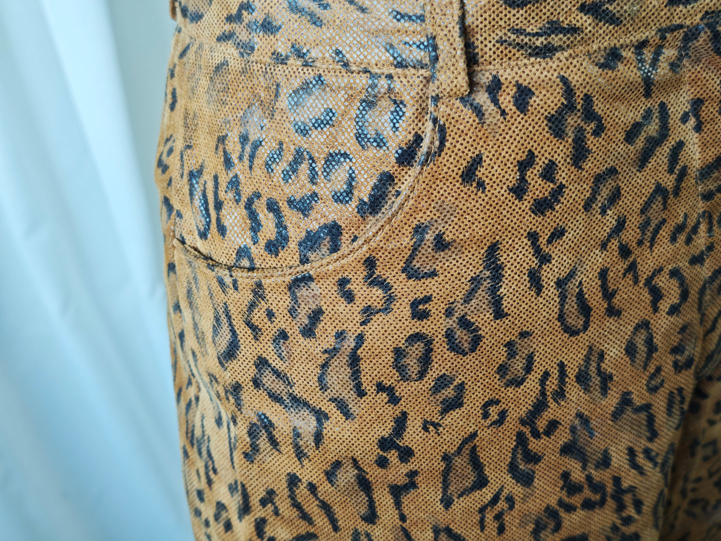 Leather leopard trousers