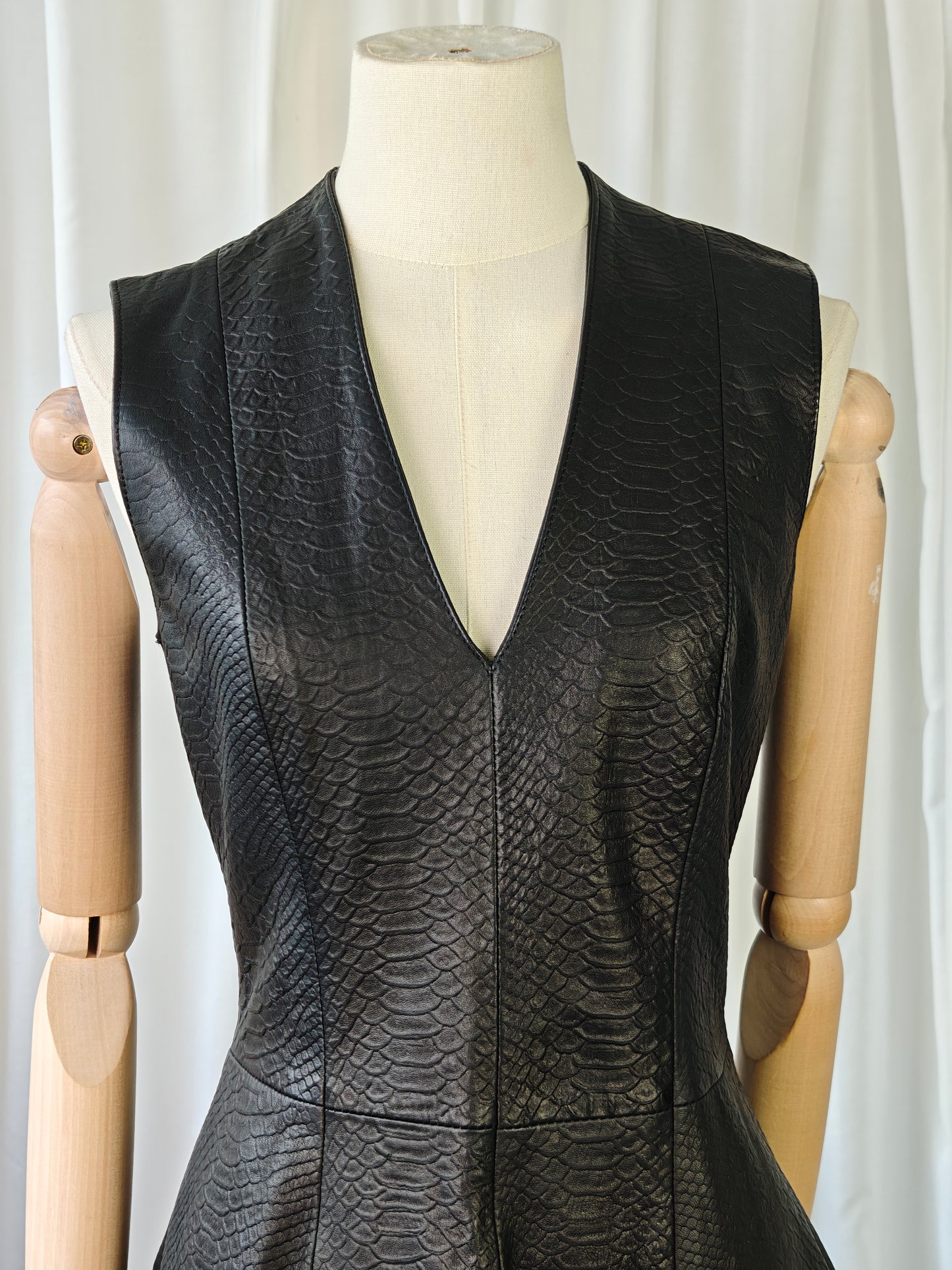 Leather snake print dress