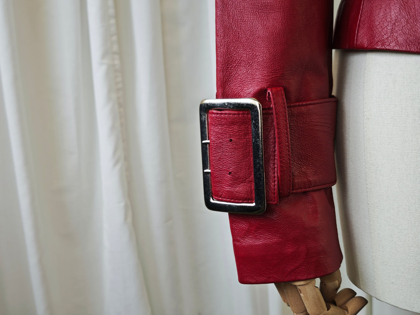 cropped leather trench