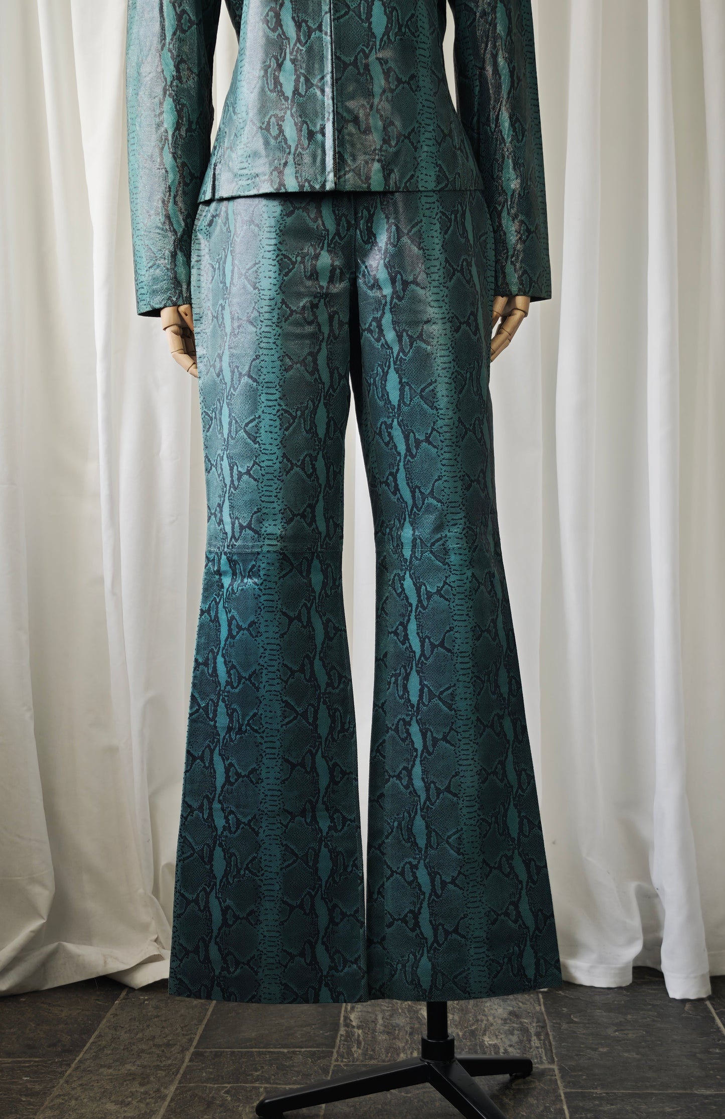Leather snake print suit