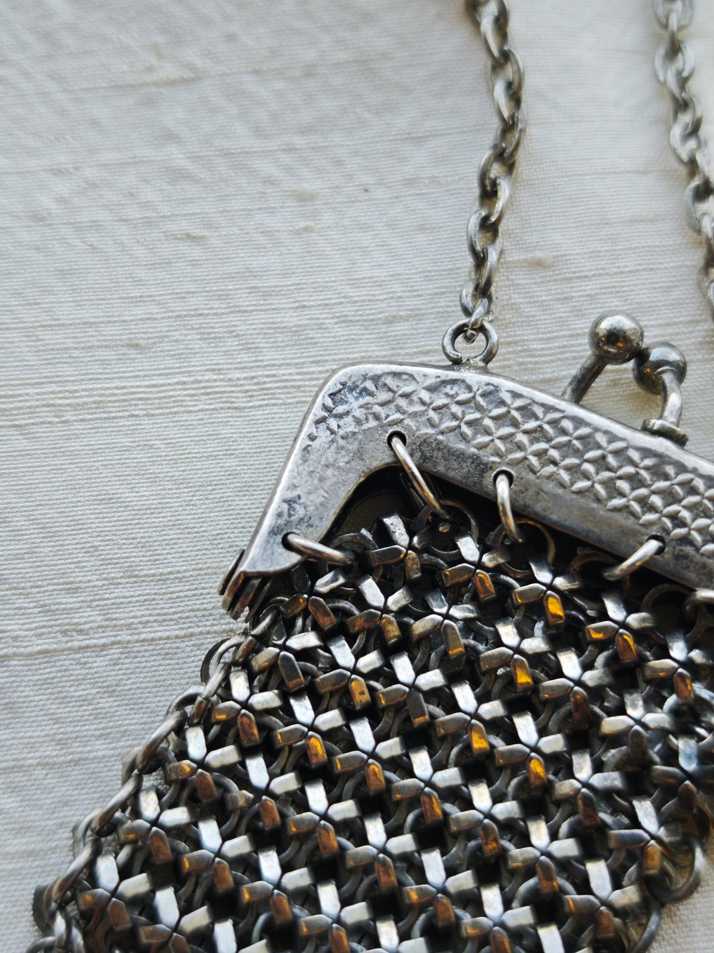 Antique chainmail purse necklace