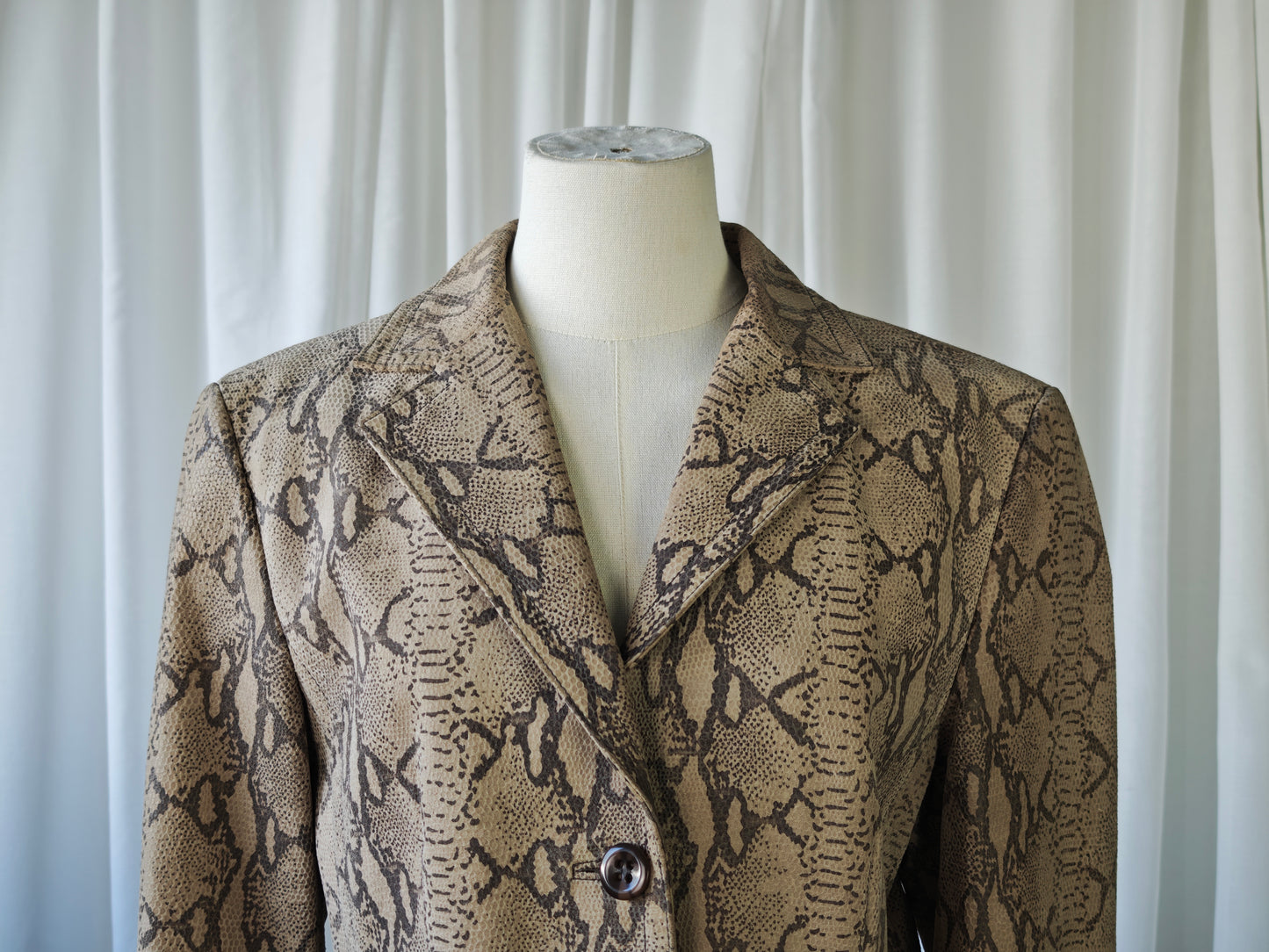 Leather snake print blazer