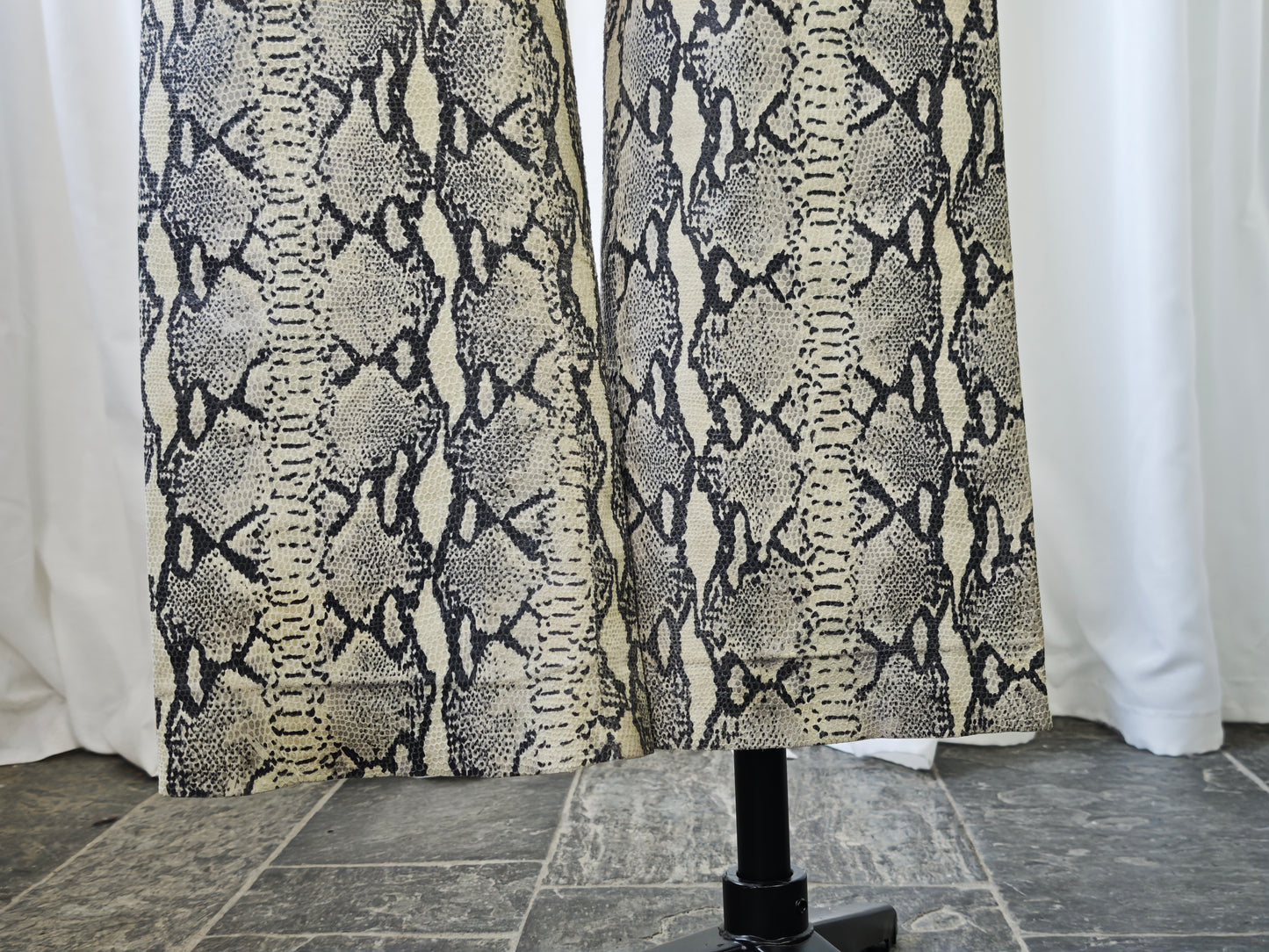 Leather snake print trousers