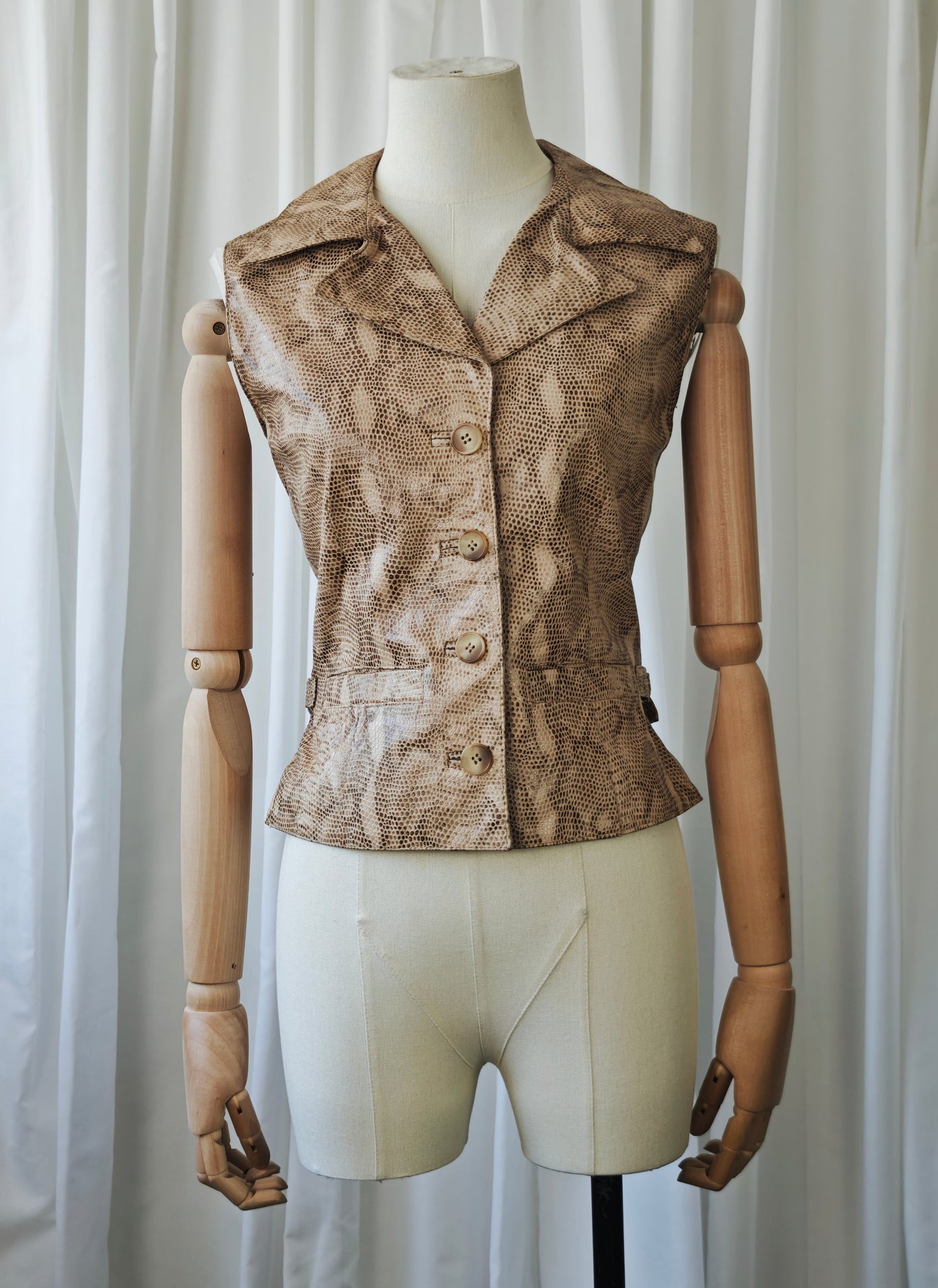 Leather snake print vest