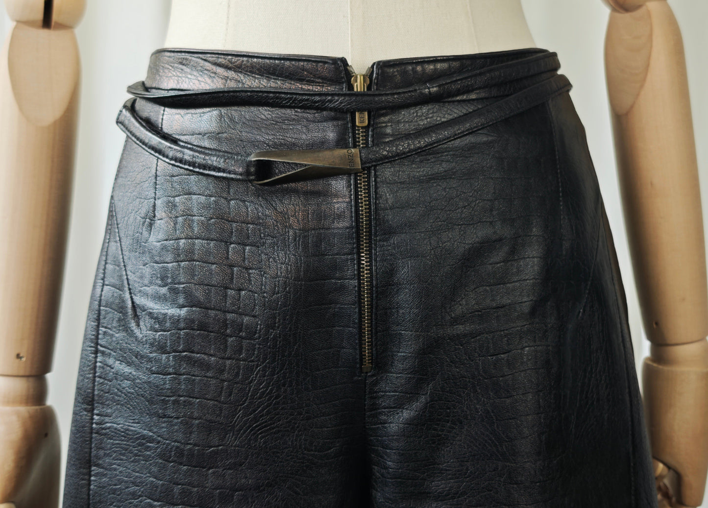 Kenzo leather croc trousers