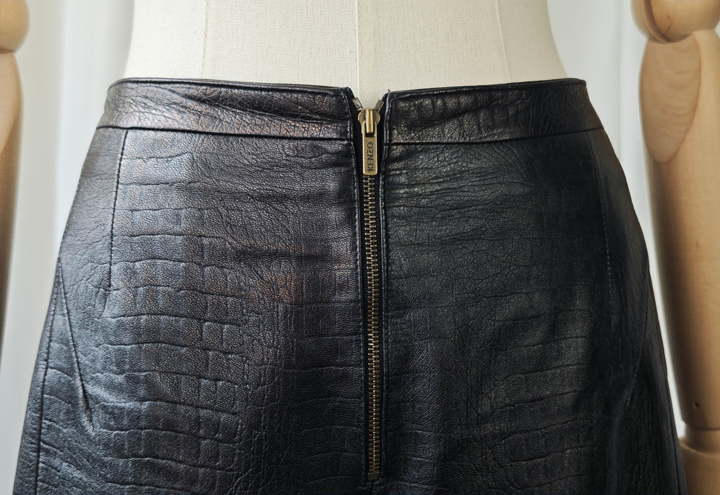 Kenzo leather croc trousers