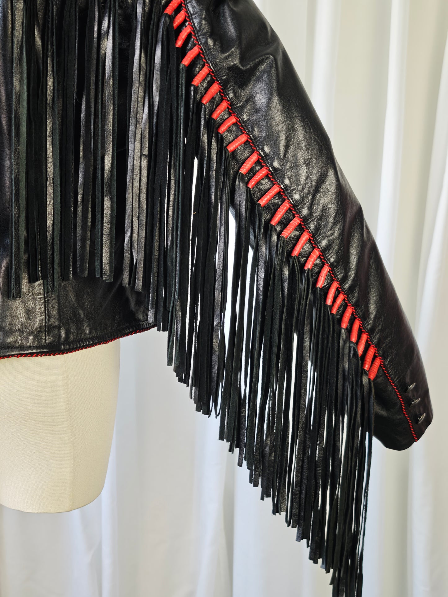 Leather fringe jacket