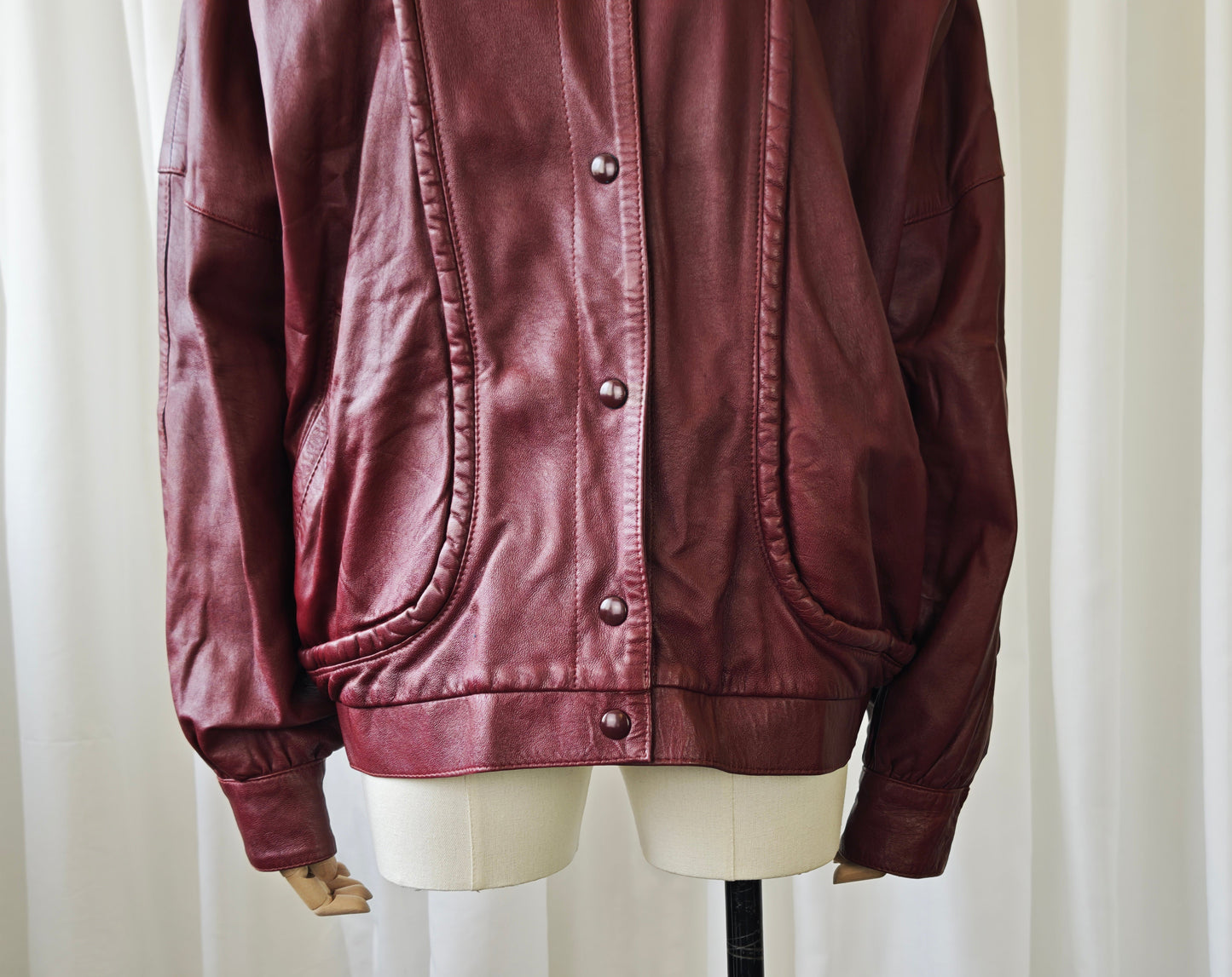 Burgundy leather bomberjack