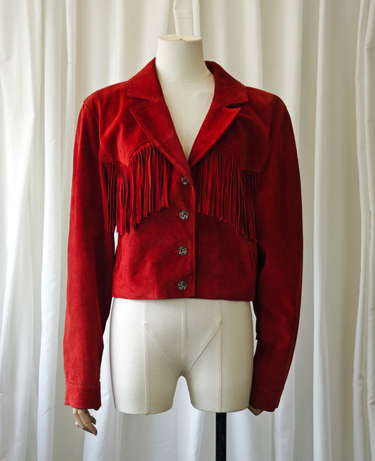 Red suède western jacket