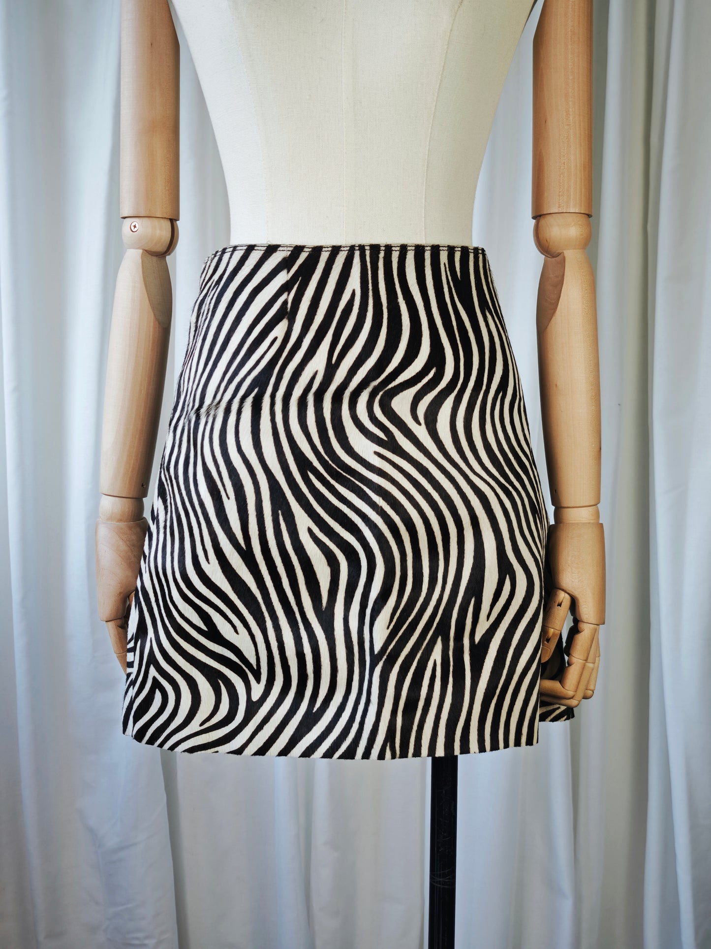 Zebra print pony hair skirt