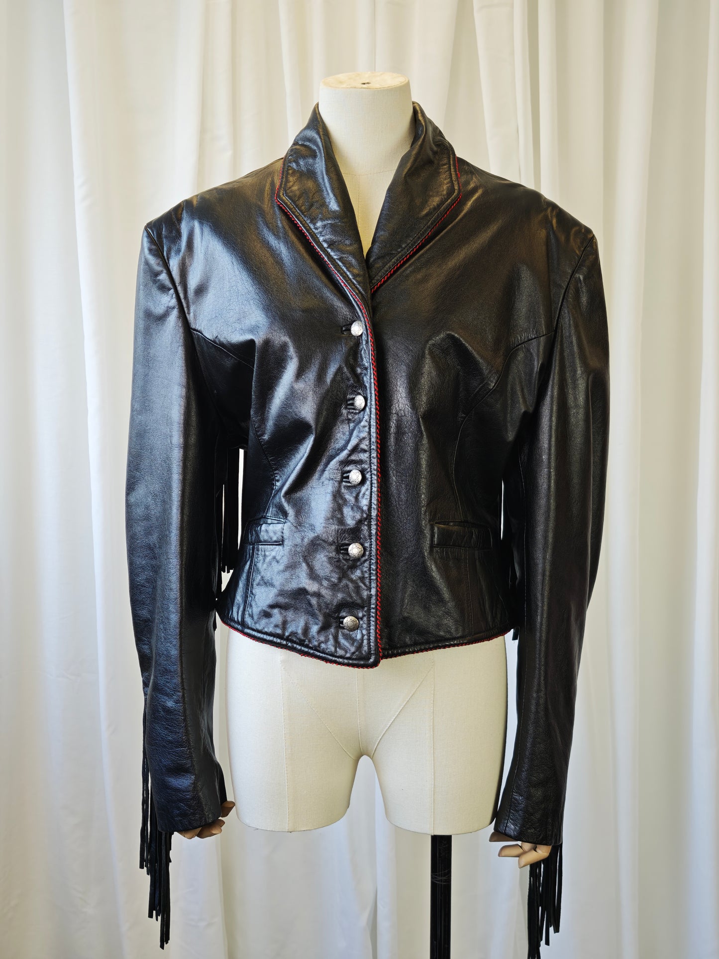 Leather fringe jacket