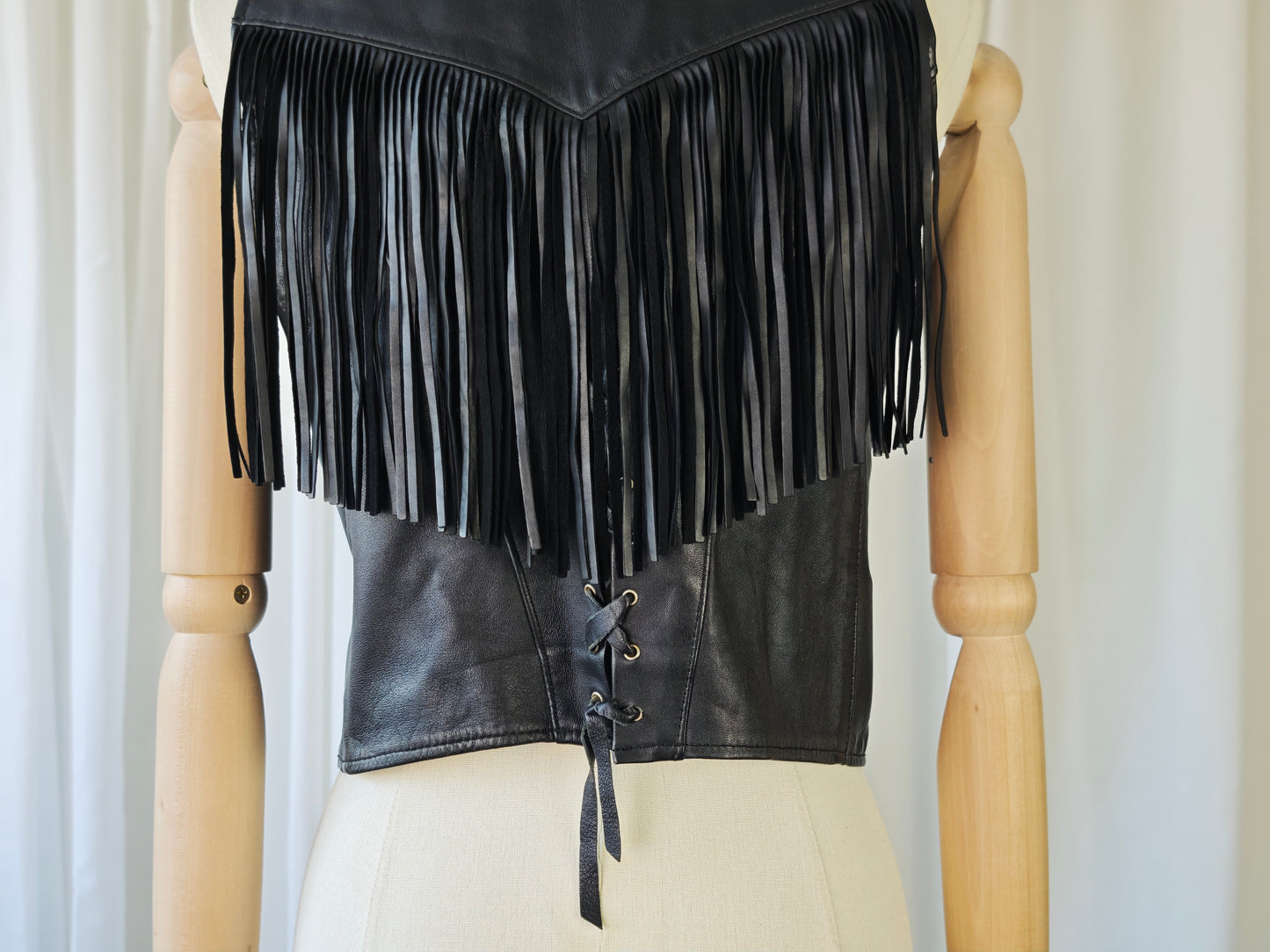 Leather fringe vest
