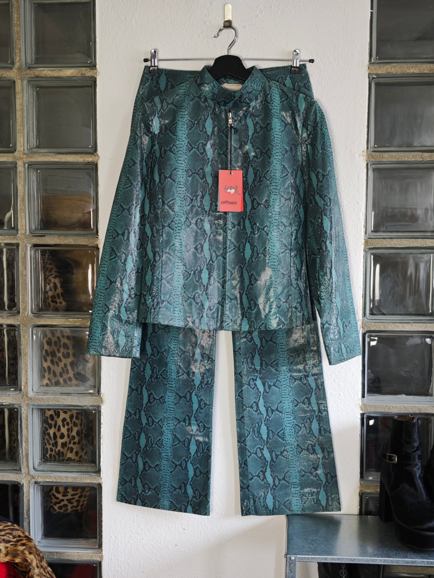 Leather snake print suit