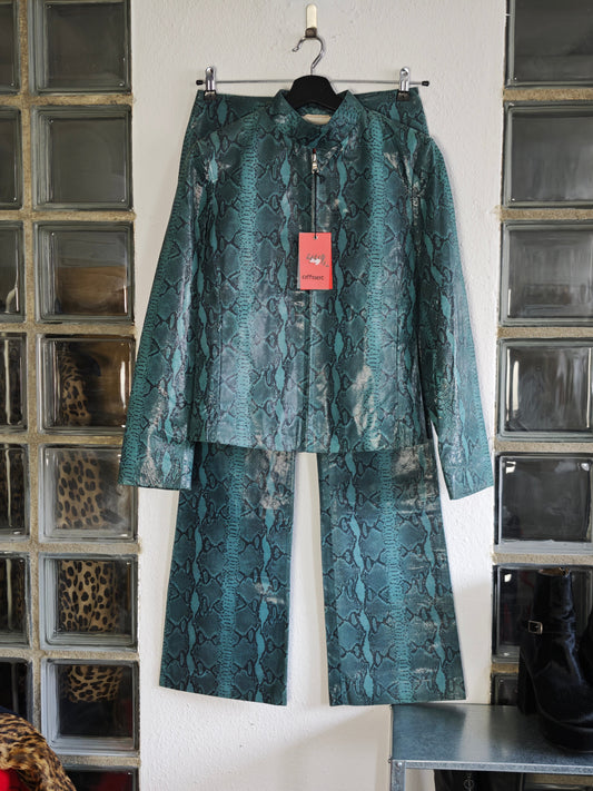 Leather snake print suit