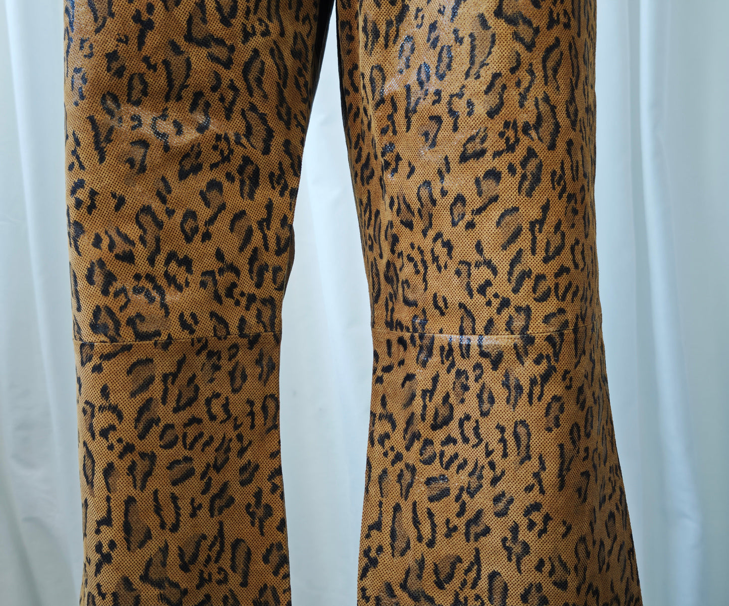 Leather leopard trousers