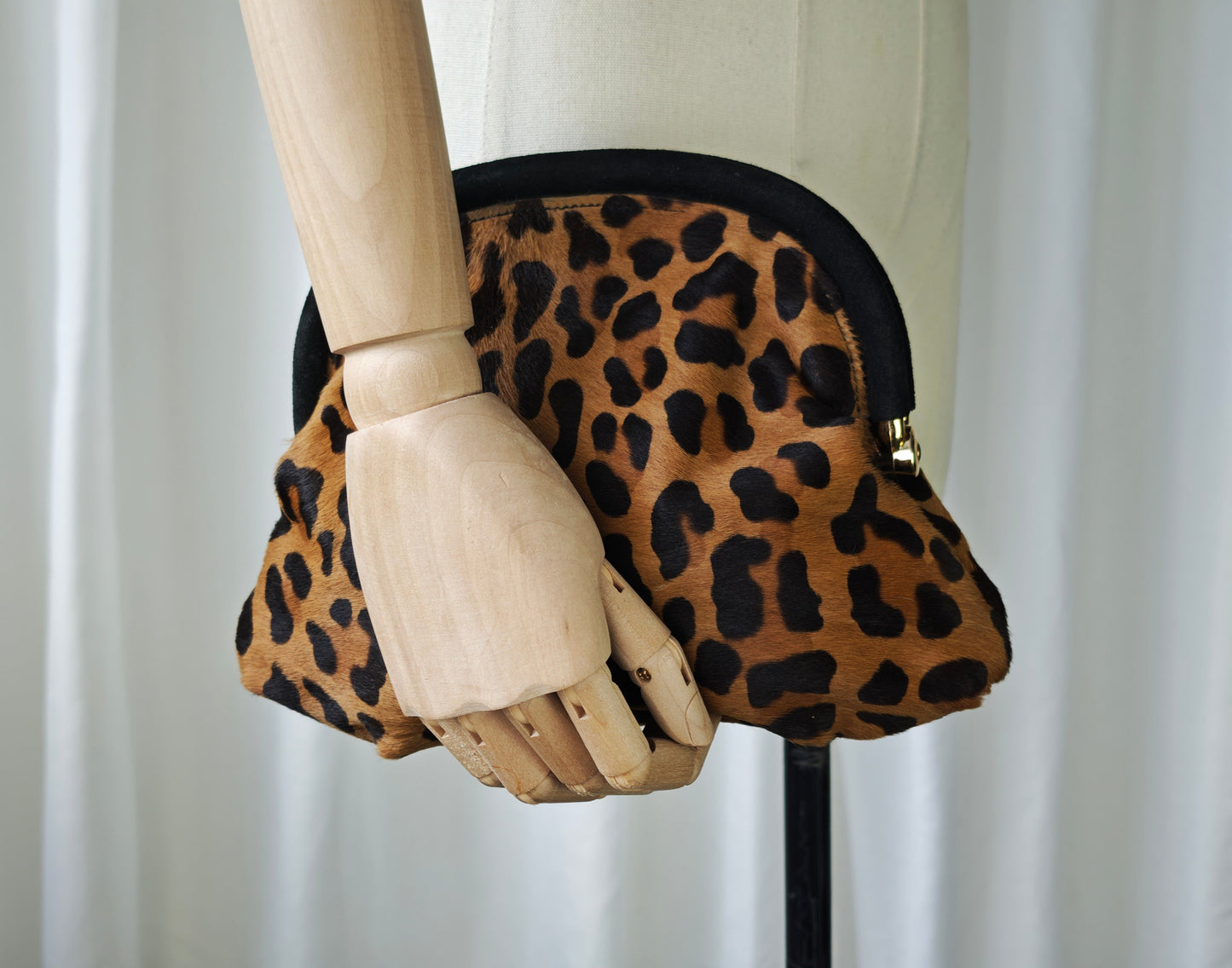 Leopard pony hair clutch