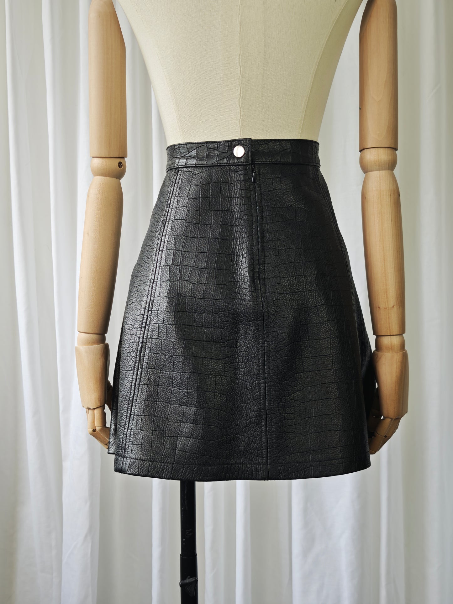 Crocodile print leather skirt