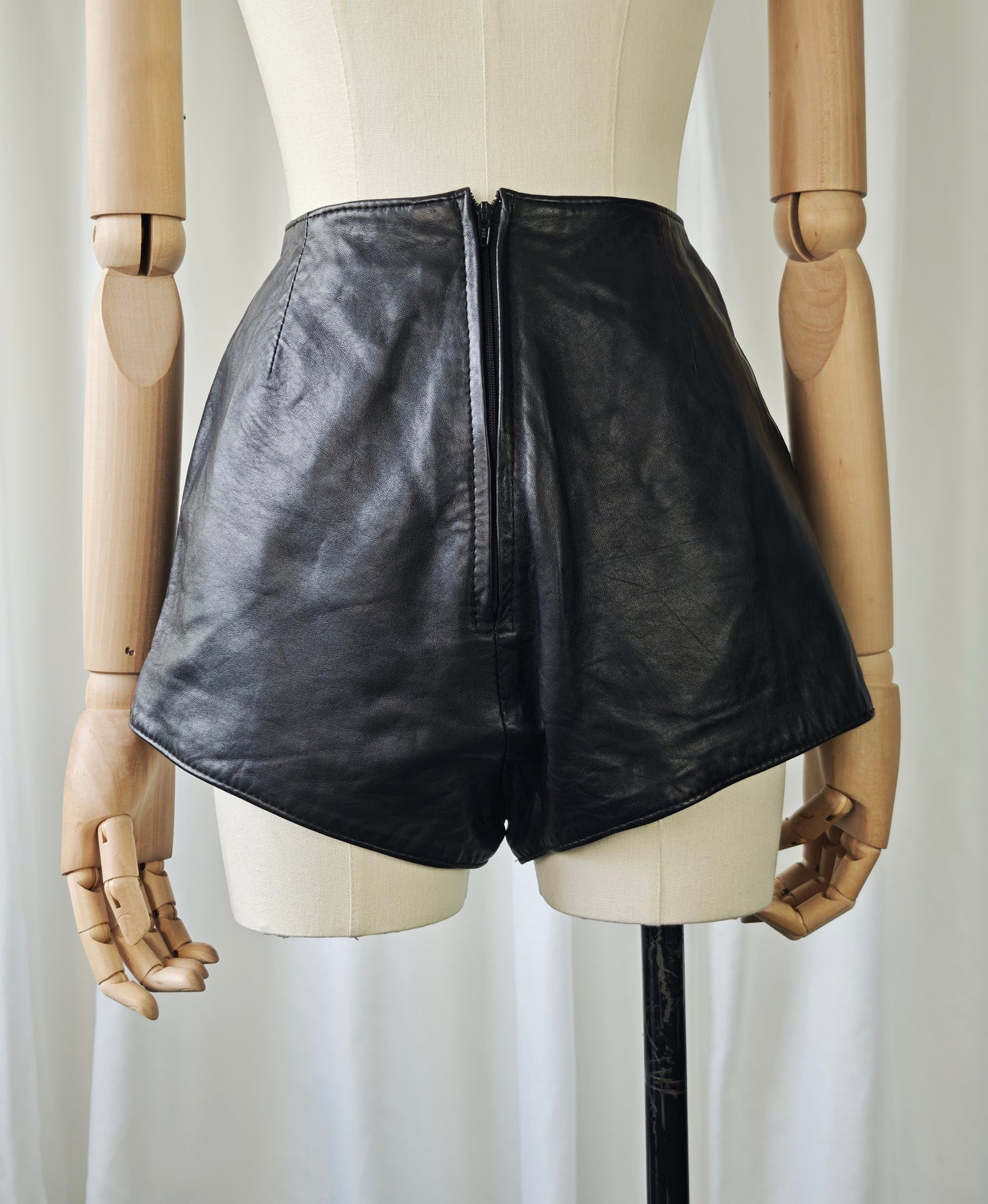 Leather micro shorts