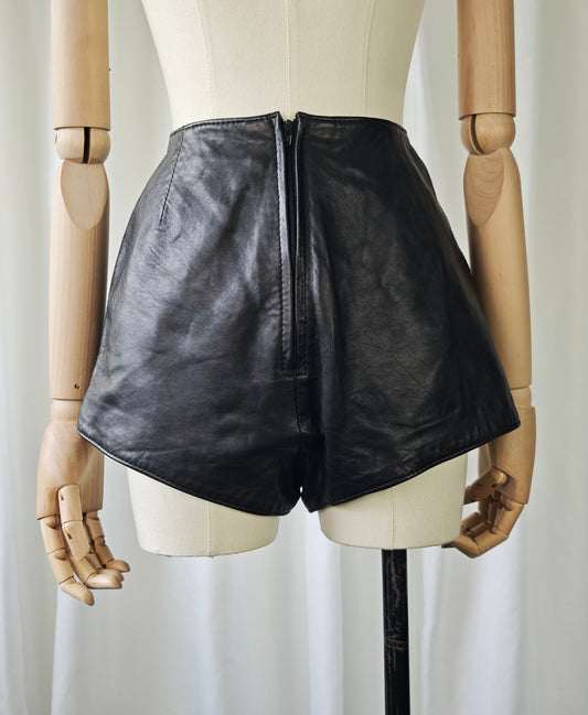 Leather micro shorts