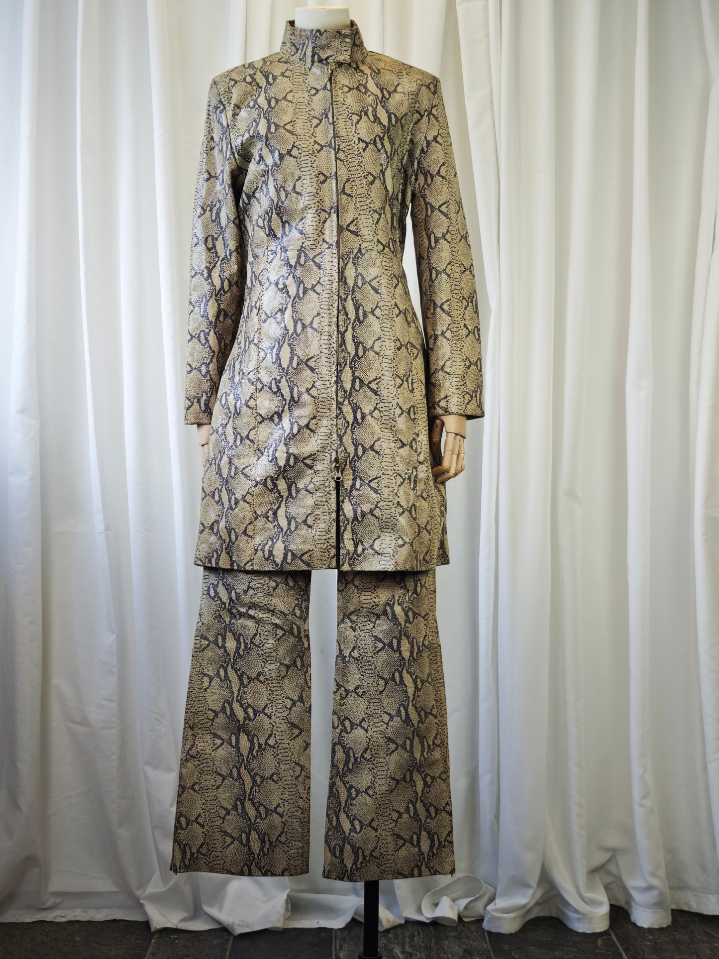 Leather snake print suit