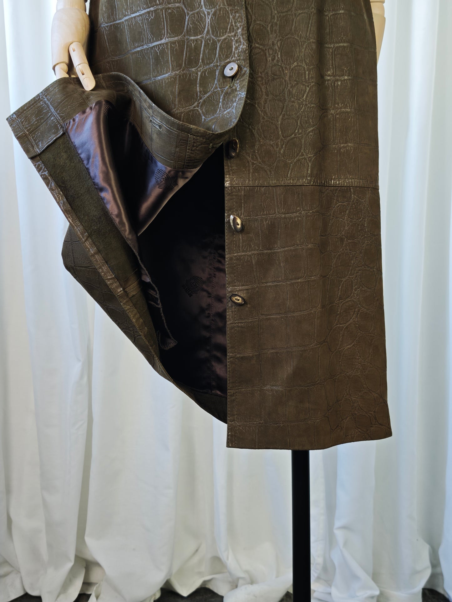 Leather crocodile print skirt