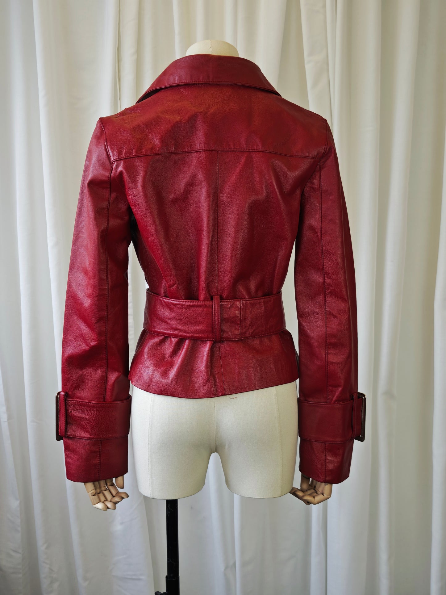 cropped leather trench
