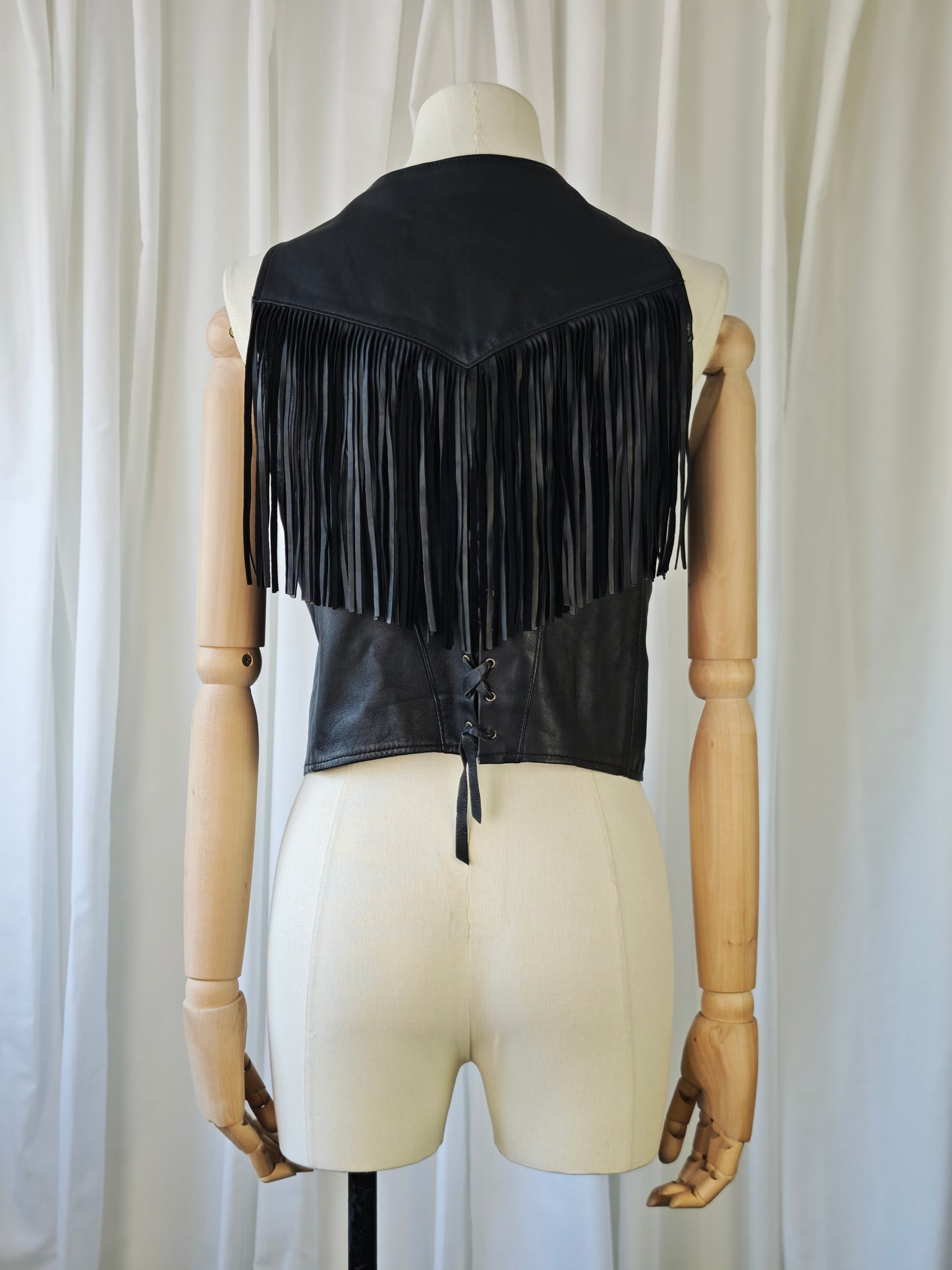 Leather fringe vest